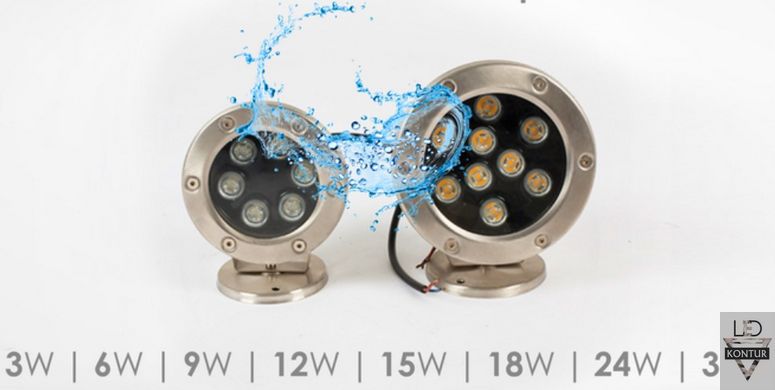 Подводный LED прожектор 6W для фонтана, бассейна RGB IP68